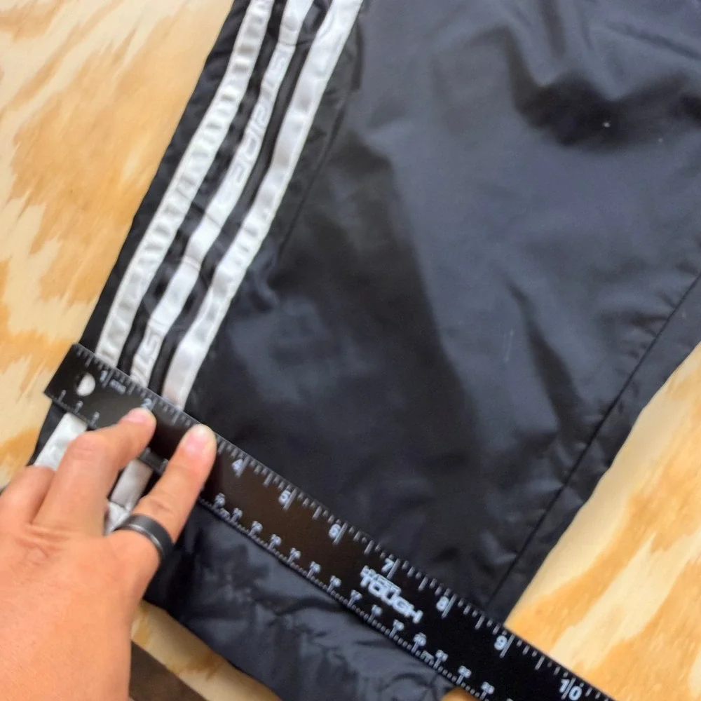Adidas VTG 90's Men L Black Nylon Windbreaker Track Pants 3 Stripe Zipper Cuffs